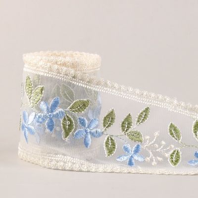 Dải băng Organza có dây thêu 85mm Dải băng Organza đơn mặt in