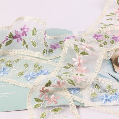 Dải băng Organza có dây thêu 85mm Dải băng Organza đơn mặt in