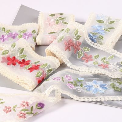 Dải băng Organza có dây thêu 85mm Dải băng Organza đơn mặt in