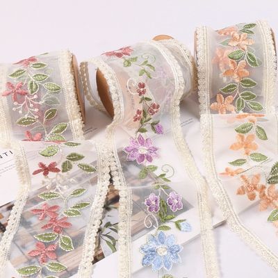 Dải băng Organza có dây thêu 85mm Dải băng Organza đơn mặt in