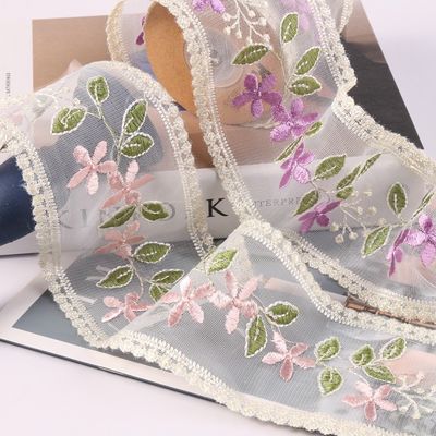 Dải băng Organza có dây thêu 85mm Dải băng Organza đơn mặt in