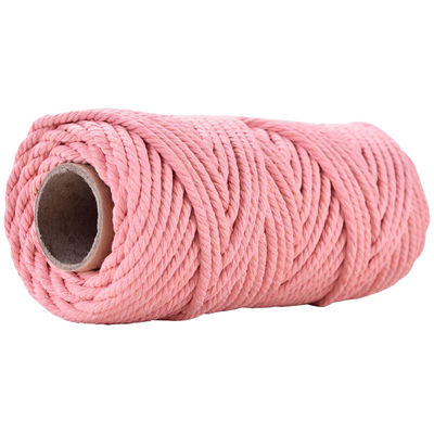 50m Dusty Pink Macrame Cord 5mm ISO9001 Pink Cotton Rope 3 sợi