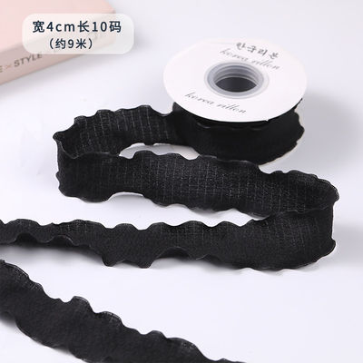 40mm Valentine's màu jute Ribbon Linen Rinkle Edge jute Lattice Ribbon