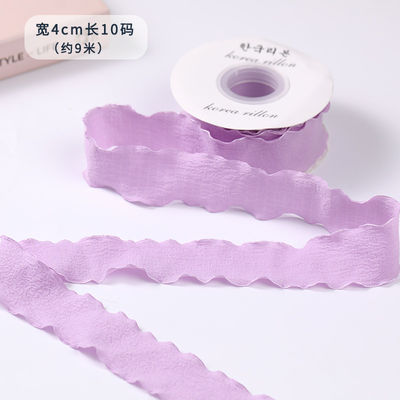 40mm Valentine's màu jute Ribbon Linen Rinkle Edge jute Lattice Ribbon