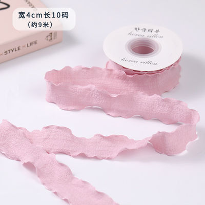 40mm Valentine's màu jute Ribbon Linen Rinkle Edge jute Lattice Ribbon