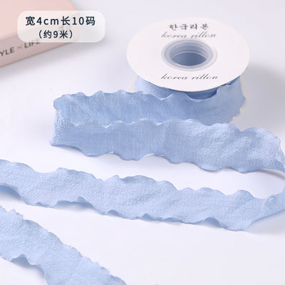 40mm Valentine's màu jute Ribbon Linen Rinkle Edge jute Lattice Ribbon