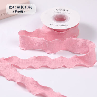 40mm Valentine's màu jute Ribbon Linen Rinkle Edge jute Lattice Ribbon