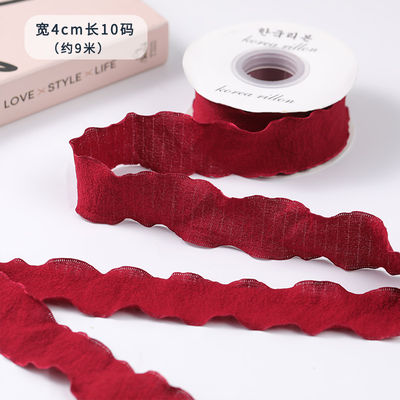 40mm Valentine's màu jute Ribbon Linen Rinkle Edge jute Lattice Ribbon