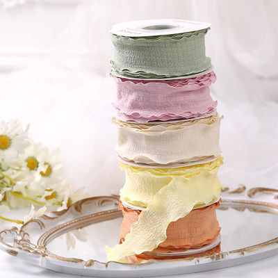 40mm Valentine's màu jute Ribbon Linen Rinkle Edge jute Lattice Ribbon