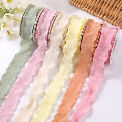 40mm Valentine's màu jute Ribbon Linen Rinkle Edge jute Lattice Ribbon