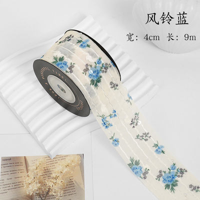 Dây hoa in dải Organza cá nhân 4cm Dây Organza Flora Ivory