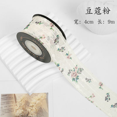Dây hoa in dải Organza cá nhân 4cm Dây Organza Flora Ivory