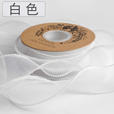 40mm Pearl Edge Polyester Organza Ribbon để đóng gói quà tặng sang trọng