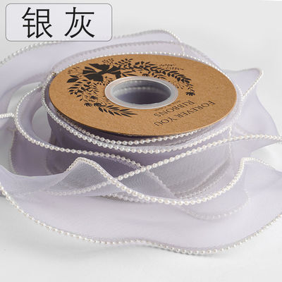 40mm Pearl Edge Polyester Organza Ribbon để đóng gói quà tặng sang trọng