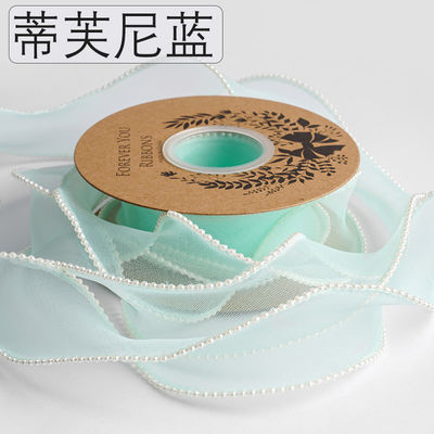 40mm Pearl Edge Polyester Organza Ribbon để đóng gói quà tặng sang trọng