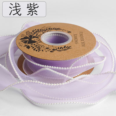 40mm Pearl Edge Polyester Organza Ribbon để đóng gói quà tặng sang trọng