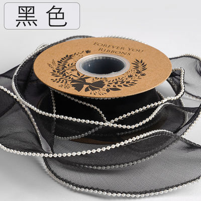 40mm Pearl Edge Polyester Organza Ribbon để đóng gói quà tặng sang trọng