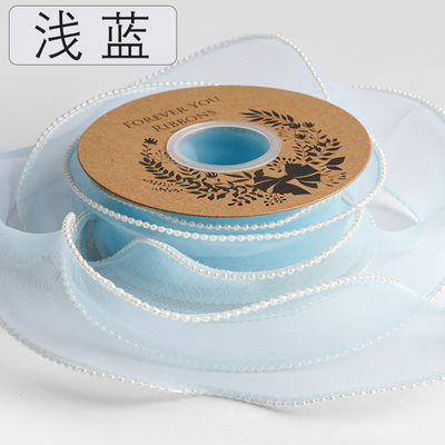 40mm Pearl Edge Polyester Organza Ribbon để đóng gói quà tặng sang trọng