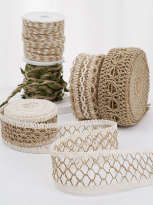 Dải băng vải màu nâu Giáng sinh 5mm-45mm Dải băng vải có dây