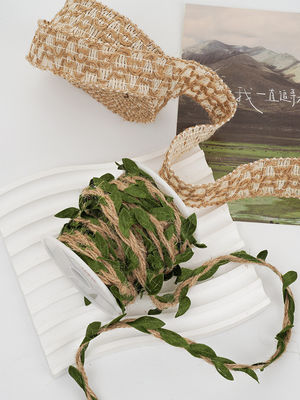 Dải băng vải màu nâu Giáng sinh 5mm-45mm Dải băng vải có dây