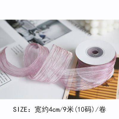 Polyester 38mm Organza Ribbon thân thiện với môi trường Pink nhạt Organza Ribbon