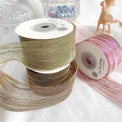 Polyester 38mm Organza Ribbon thân thiện với môi trường Pink nhạt Organza Ribbon