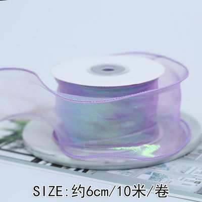 40mm Polyester Organza Ribbon với cạnh satin Đèn organza màu hồng sáng