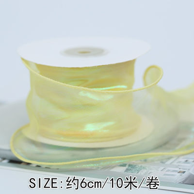 40mm Polyester Organza Ribbon với cạnh satin Đèn organza màu hồng sáng