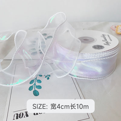 40mm Polyester Organza Ribbon với cạnh satin Đèn organza màu hồng sáng