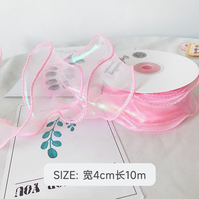 40mm Polyester Organza Ribbon với cạnh satin Đèn organza màu hồng sáng