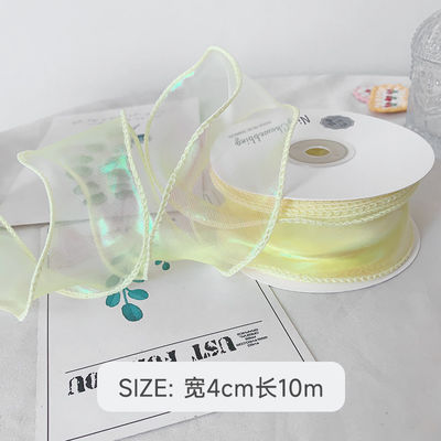 40mm Polyester Organza Ribbon với cạnh satin Đèn organza màu hồng sáng