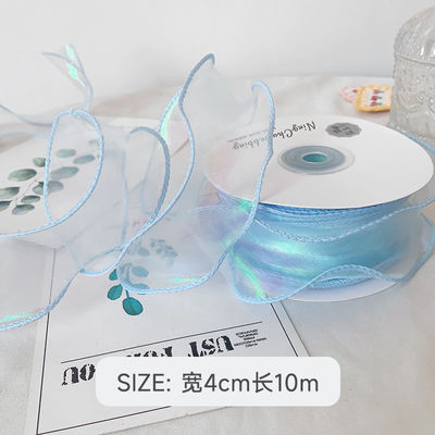 40mm Polyester Organza Ribbon với cạnh satin Đèn organza màu hồng sáng