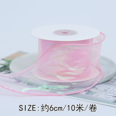 40mm Polyester Organza Ribbon với cạnh satin Đèn organza màu hồng sáng