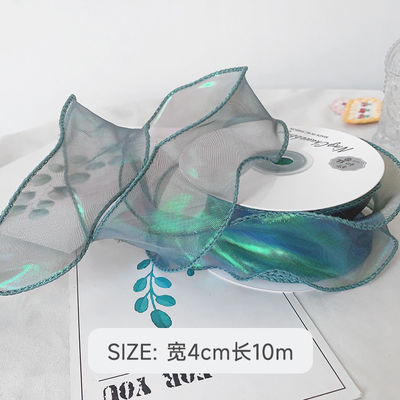 40mm Polyester Organza Ribbon với cạnh satin Đèn organza màu hồng sáng