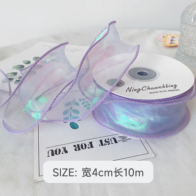 40mm Polyester Organza Ribbon với cạnh satin Đèn organza màu hồng sáng