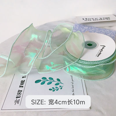 40mm Polyester Organza Ribbon với cạnh satin Đèn organza màu hồng sáng
