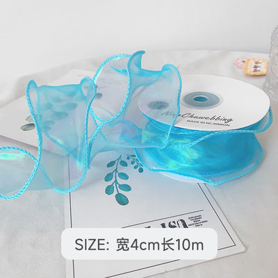 40mm Polyester Organza Ribbon với cạnh satin Đèn organza màu hồng sáng