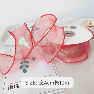 40mm Polyester Organza Ribbon với cạnh satin Đèn organza màu hồng sáng