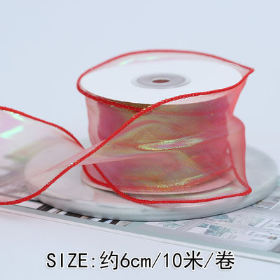 40mm Polyester Organza Ribbon với cạnh satin Đèn organza màu hồng sáng
