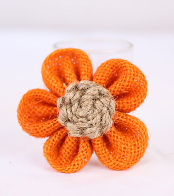 8cm Hoa ruy lông dẻo màu cam màu đen Hoa dây jute