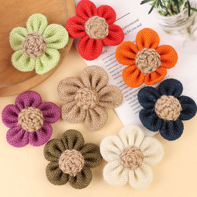 8cm Hoa ruy lông dẻo màu cam màu đen Hoa dây jute