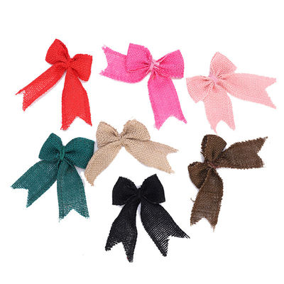 8cm*11cm Jute Ribbon Bow Green Rose trang trí Burlap Ribbon Bow