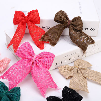 8cm*11cm Jute Ribbon Bow Green Rose trang trí Burlap Ribbon Bow
