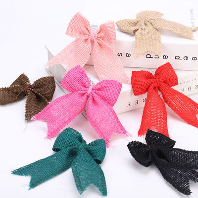8cm*11cm Jute Ribbon Bow Green Rose trang trí Burlap Ribbon Bow