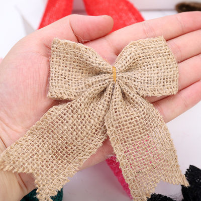 8cm*11cm Jute Ribbon Bow Green Rose trang trí Burlap Ribbon Bow