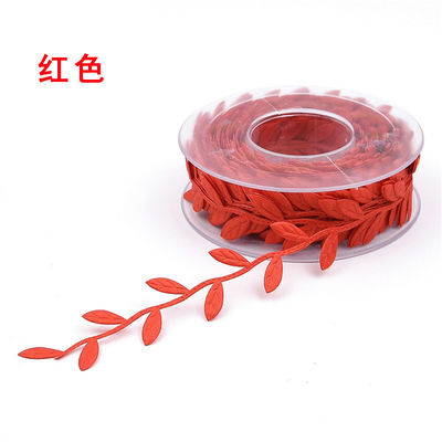 Polyester Leaf Ribbon Ultrasonic Red Poly Ribbon cho trang trí đám cưới