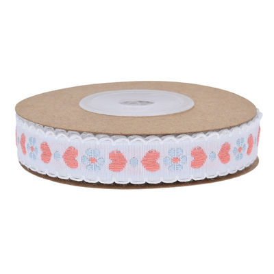 Jacquard 12mm Floral Wired Ribbon ISO14001 Vintage Floral Ribbon