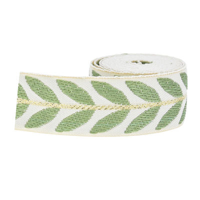 25mm * 2y Jacquard Leaf Ribbon Eco Friendly Christmas Ribbon có dây