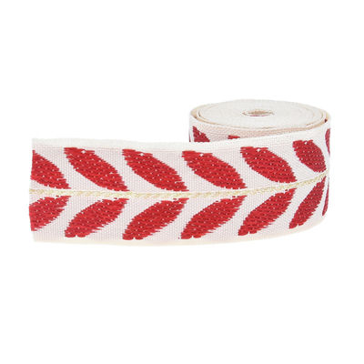 25mm * 2y Jacquard Leaf Ribbon Eco Friendly Christmas Ribbon có dây