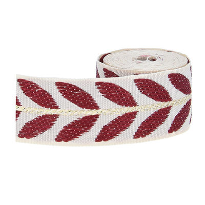 25mm * 2y Jacquard Leaf Ribbon Eco Friendly Christmas Ribbon có dây